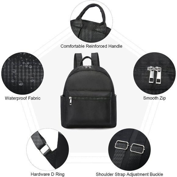 Women Black Polyester Light Weight Small Waterproof Mini Backpack main image 12